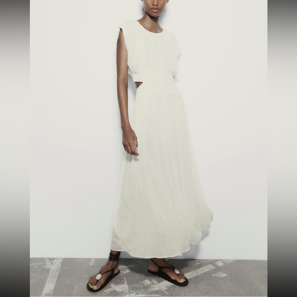 NWT ZARA Semi Sheer Cutout Maxi DRESS